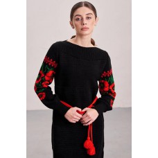 Knitted dress "Flowers" red/black